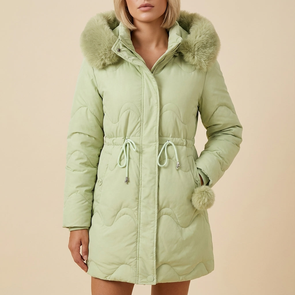 Kurtka zimowa damska parka z kapturem i regulacją | Styl miejski