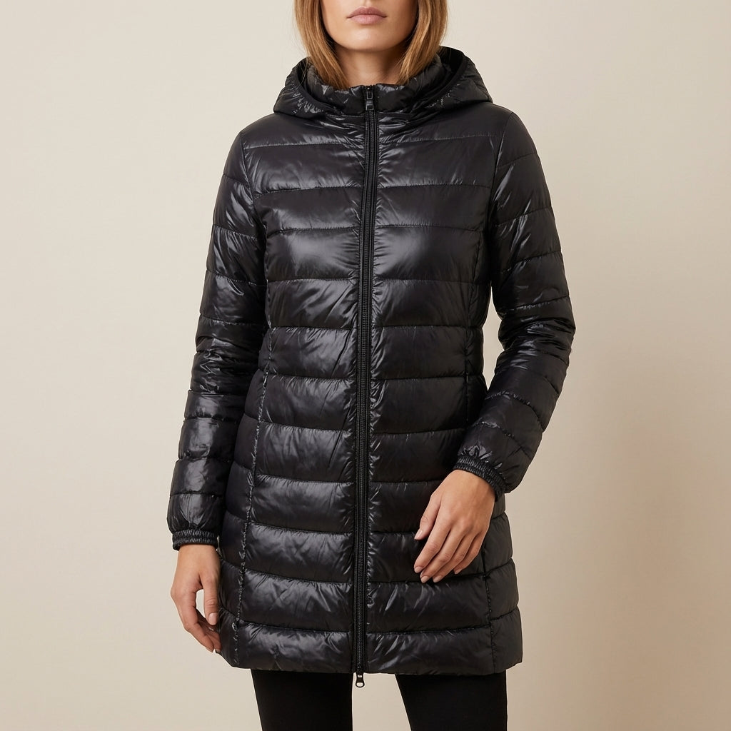 Kurtka Zimowa Damska Długi Krój z Kapturem | Na Mroźne Dni