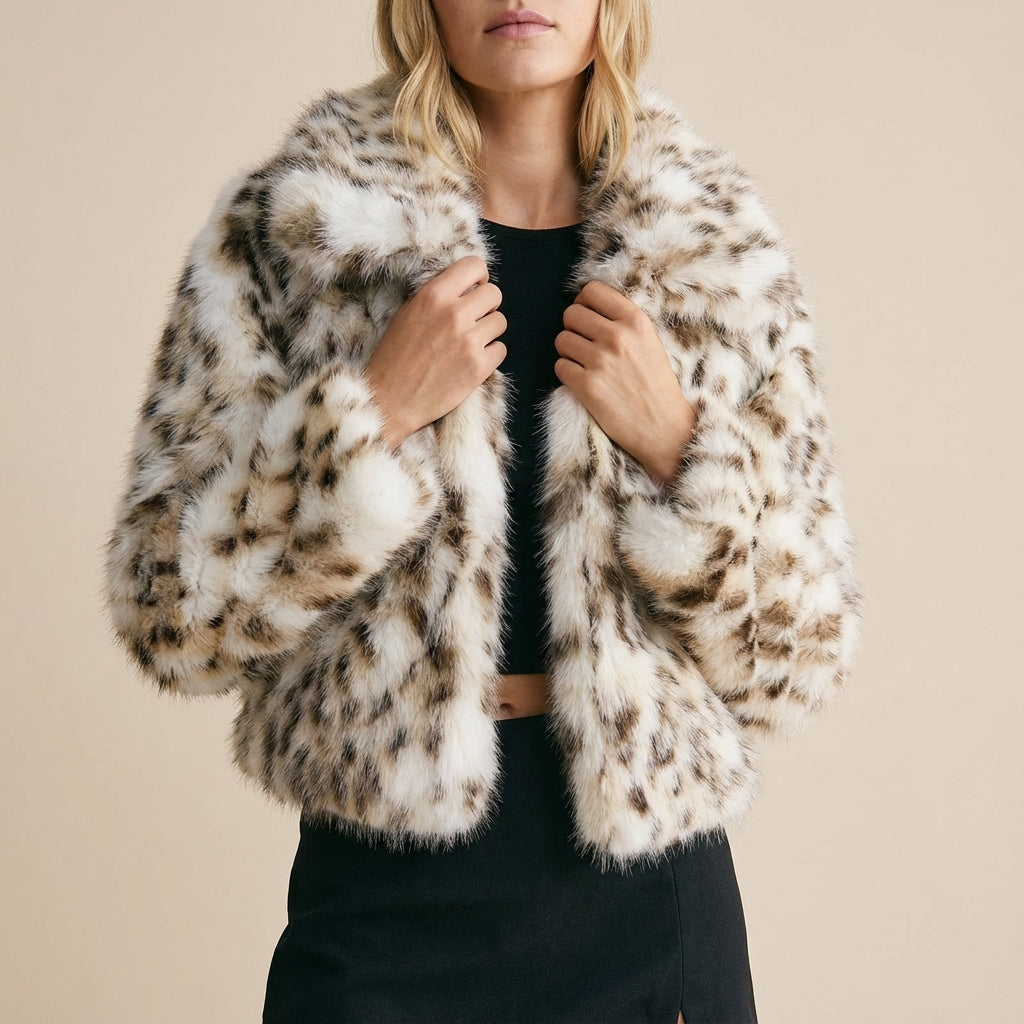 Kurtka damska o włóknistej strukturze w wzór lamparta | Na co dzień