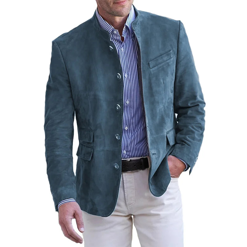 Marynarka Męska Smart Casual z Kołnierzem Stojącym | Na Co Dzień