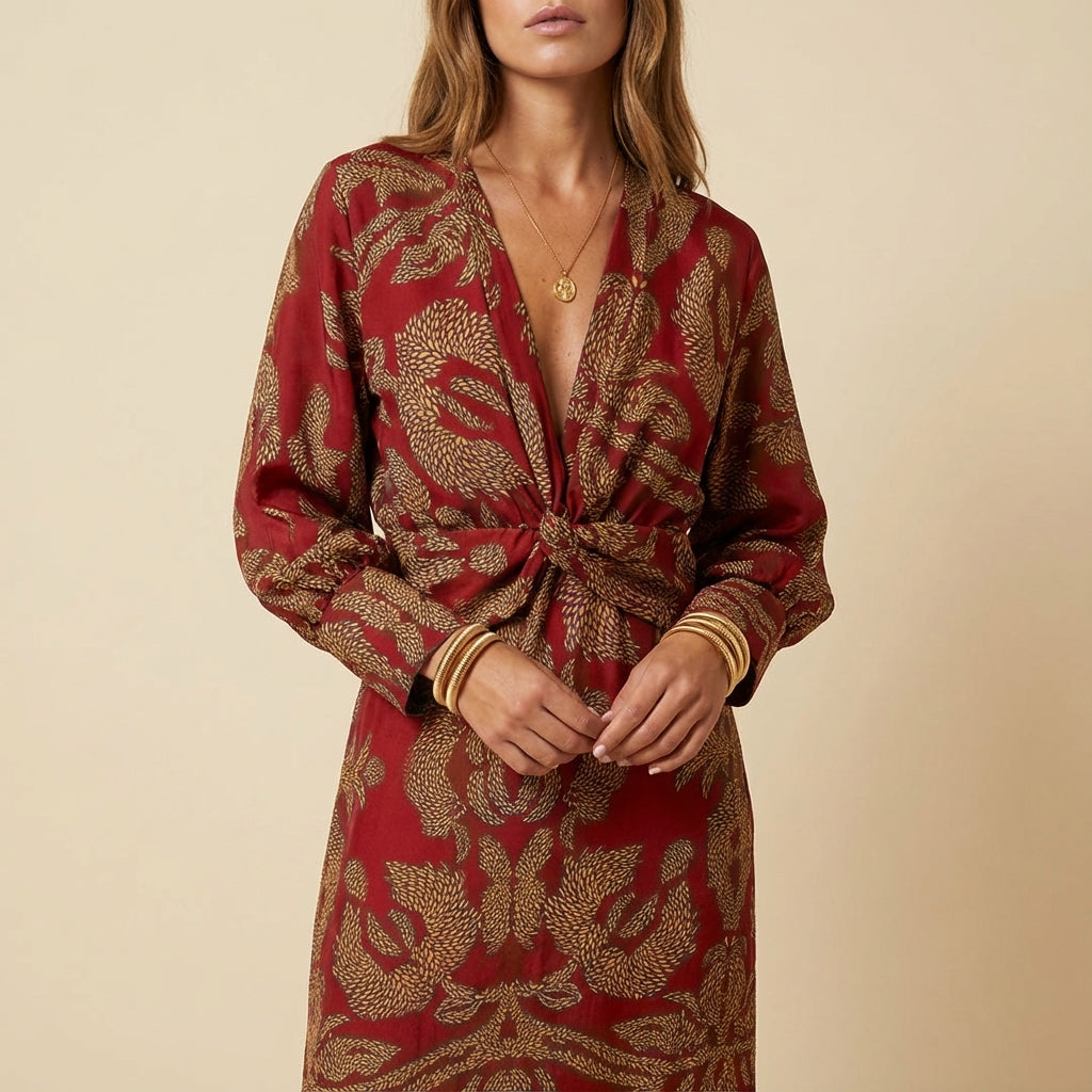 Sukienka damska midi kopertowa | Na wyjście