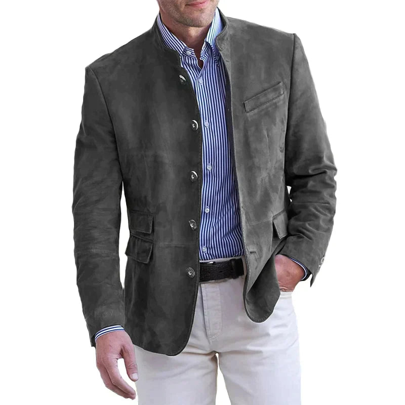 Marynarka Męska Smart Casual z Kołnierzem Stojącym | Na Co Dzień