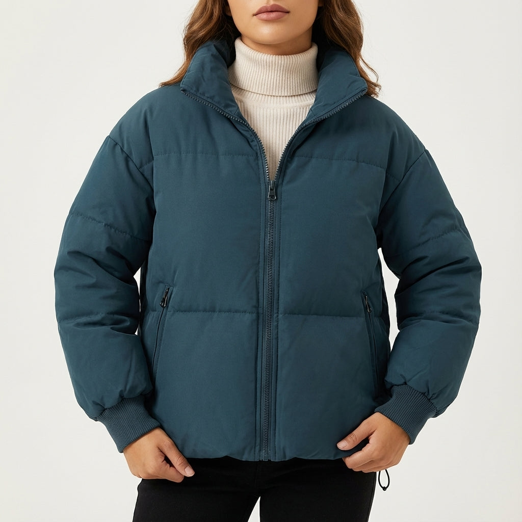 Kurtka Zimowa Damska Oversize ze Stójką | Styl Miejski