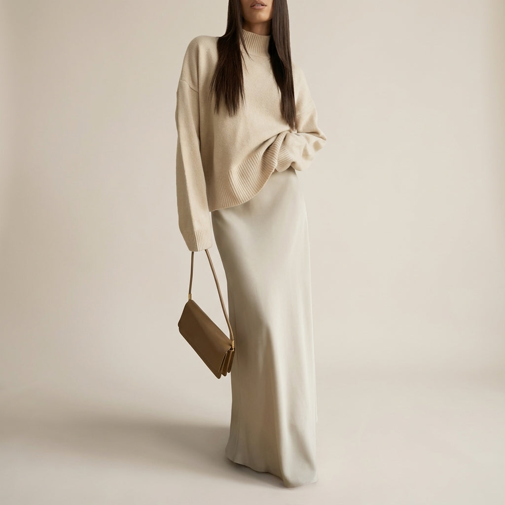 Spódnica Maxi Damska Satynowa | Styl Codzienny