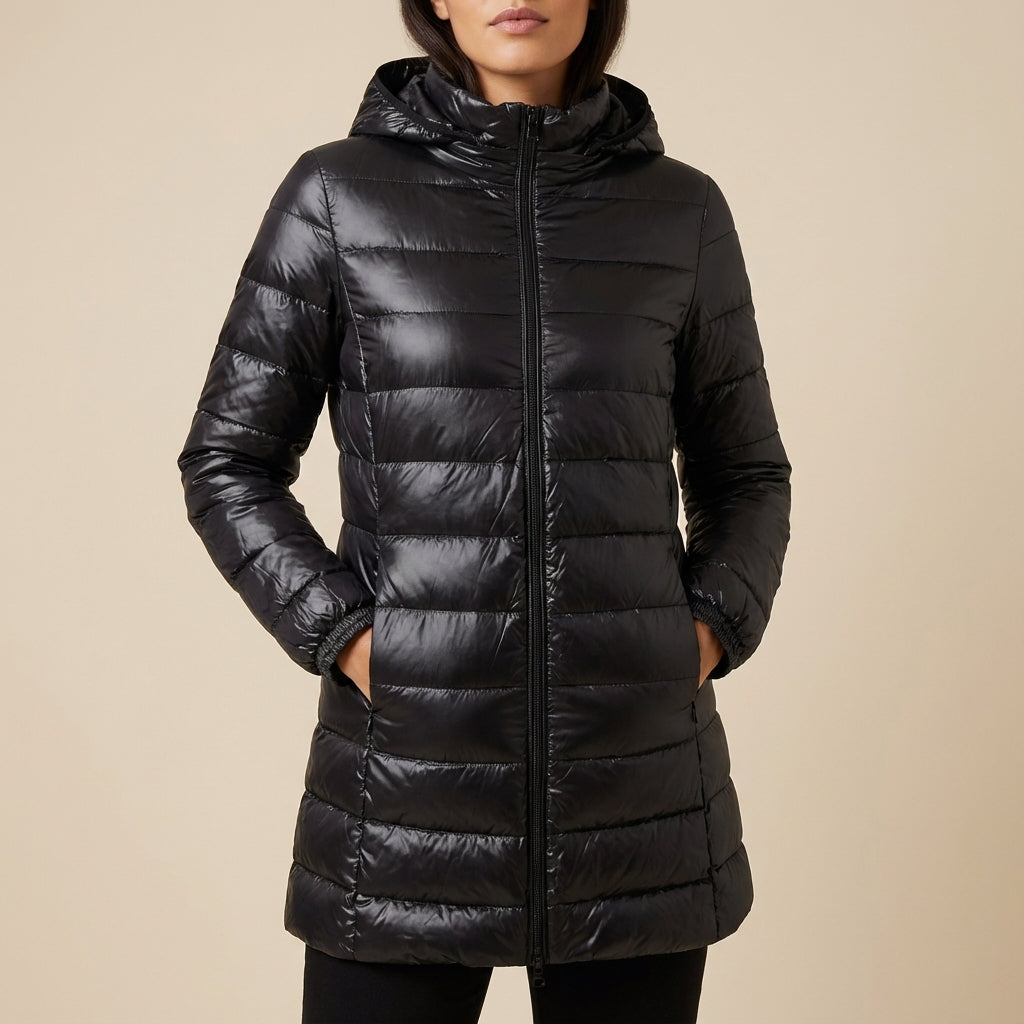 Kurtka Zimowa Damska Długi Krój z Kapturem | Na Mroźne Dni