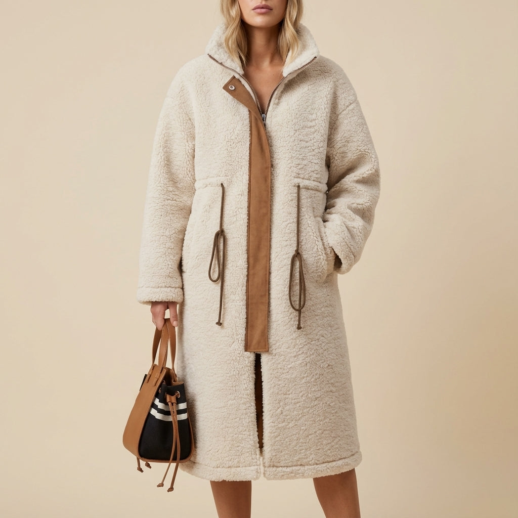 Kurtka zimowa damska oversize długa | Miejski styl codzienny