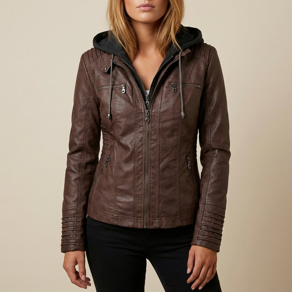 Kurtka Damska z Kapturem Brązowa | Na Co Dzień