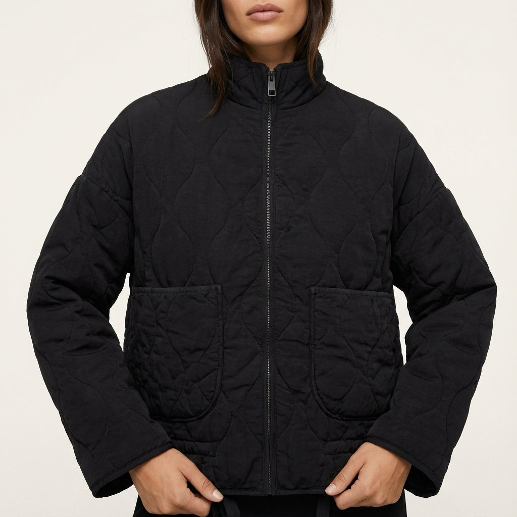 Kurtka Damska Przejściowa Minimalistyczna Czarna | Styl Miejski