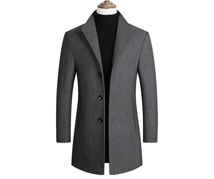 Płaszcz Męski Elegancki Jednorzędowy Czarny | Styl Codzienny