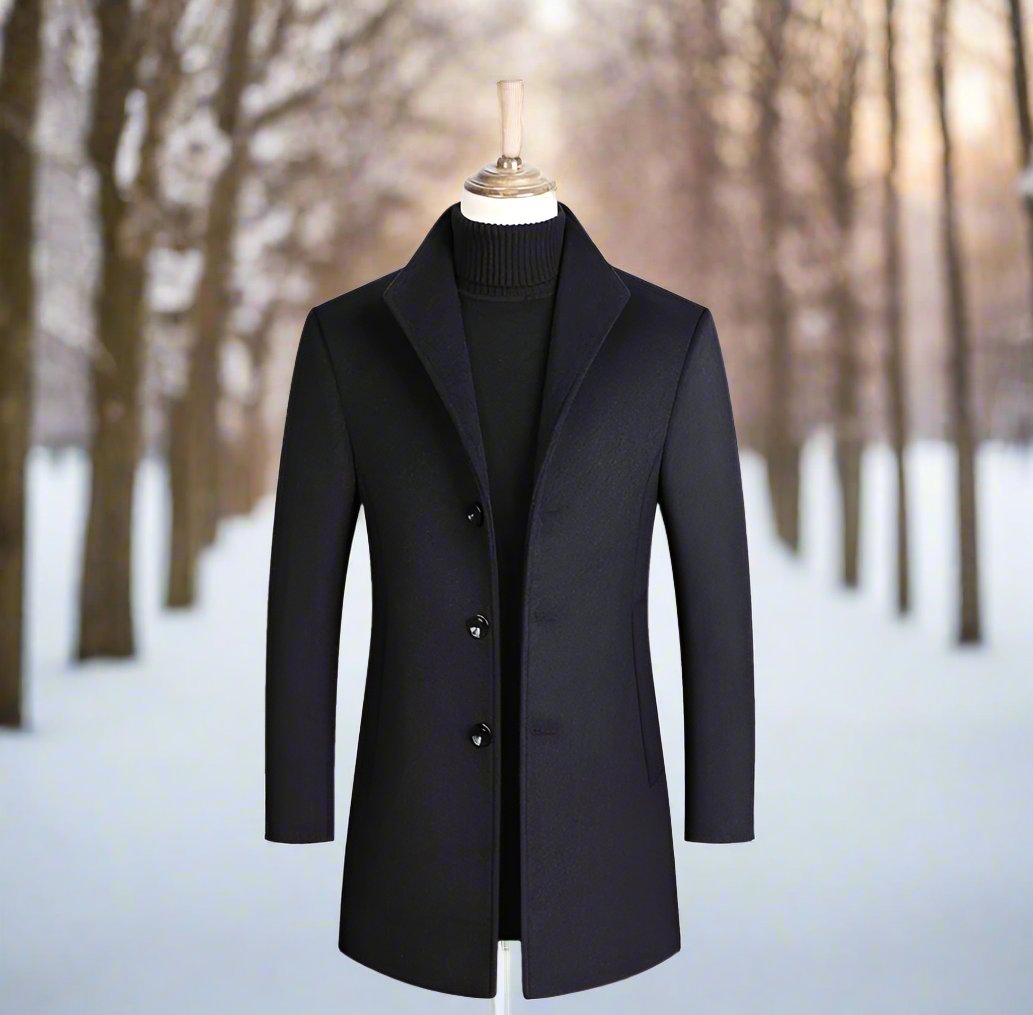 Płaszcz Męski Elegancki Jednorzędowy Czarny | Styl Codzienny