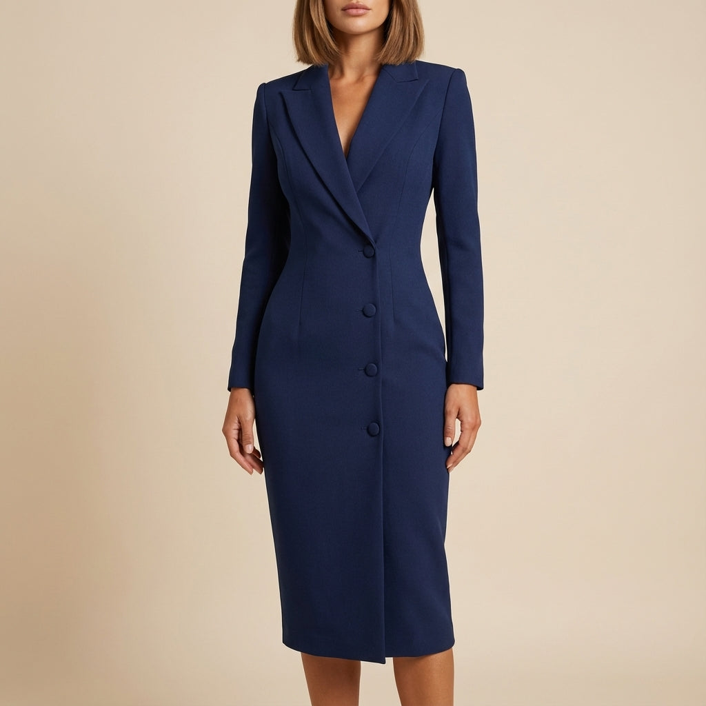 Sukienka damska marynarkowa midi zapinana | Styl miejski