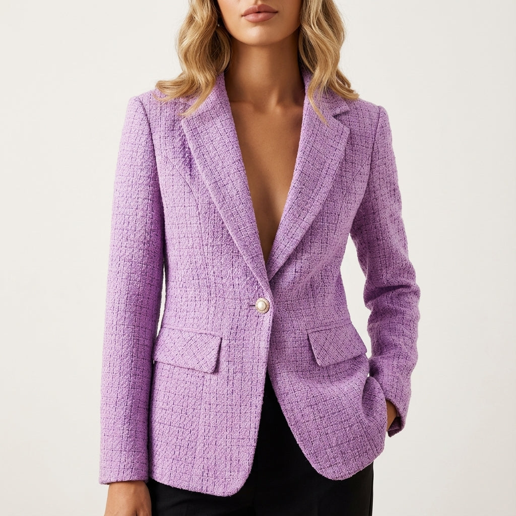 Blezer damski z ozdobnymi elementami strukturalny | Styl miejski