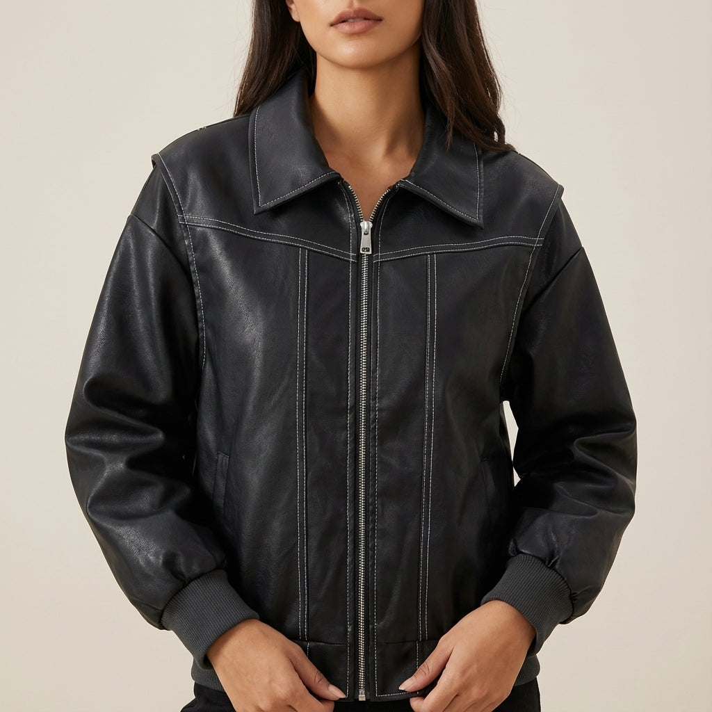 Kurtka Zimowa Damska Oversize Czarna | Miejski Styl