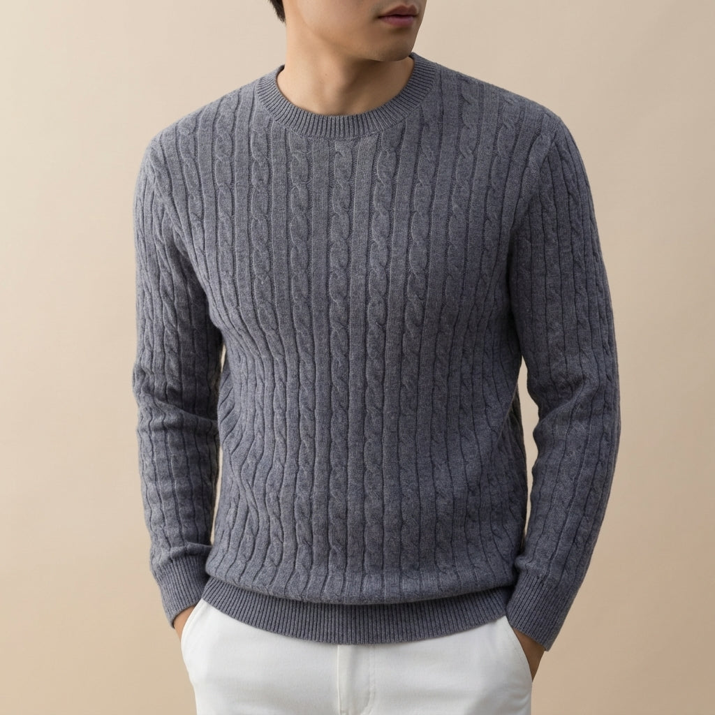 Sweter męski prążkowany klasyczny krój | Codzienne użytkowanie