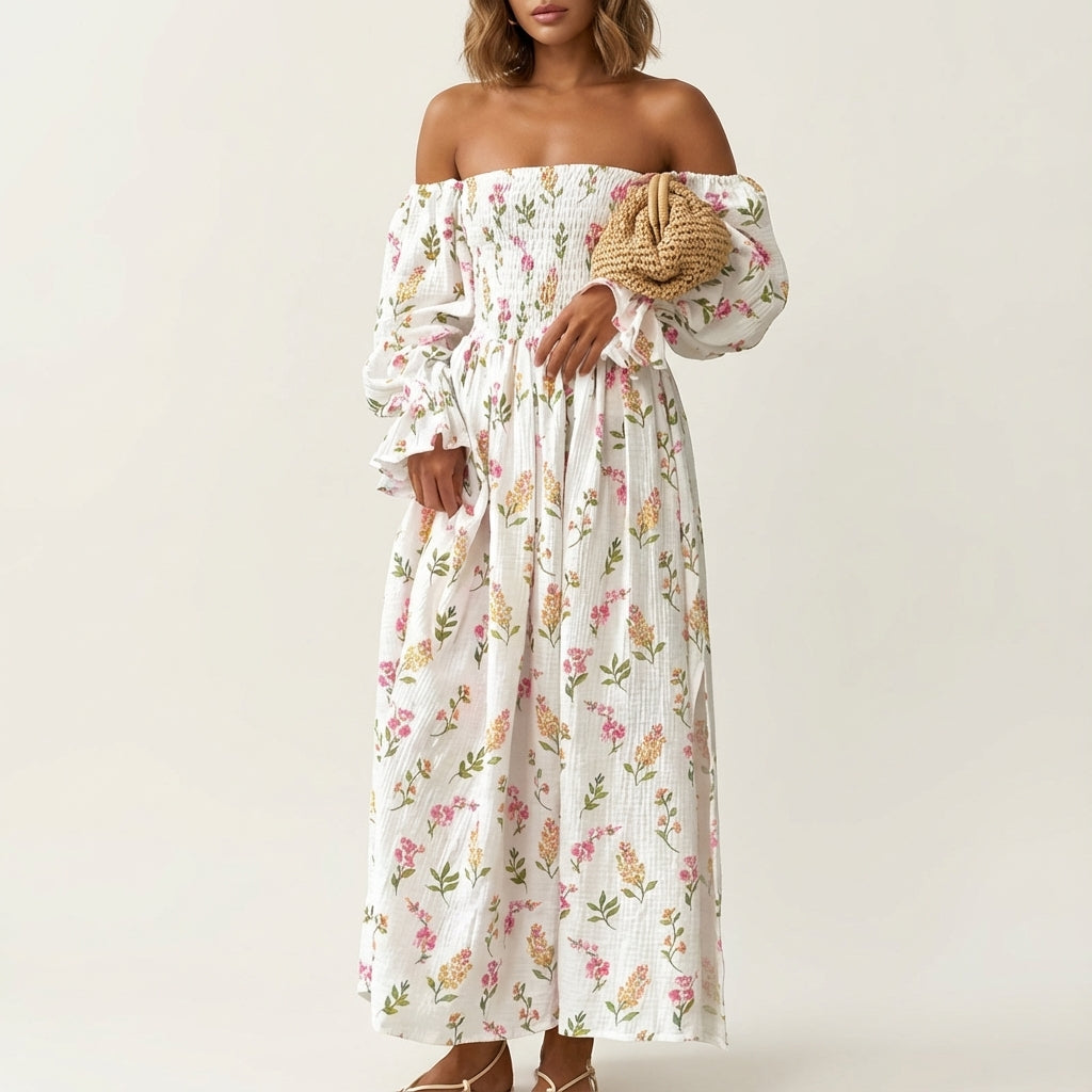 Sukienka damska midi hiszpanka w kwiaty | Na lato